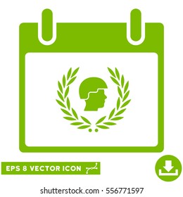 Soldier Laurel Wreath Calendar Day icon. Vector EPS illustration style is flat iconic symbol, eco green color.