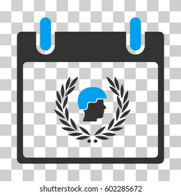 Soldier Laurel Wreath Calendar Day icon. Vector illustration style is flat iconic bicolor symbol, blue and gray colors, transparent background. Designed for web and software interfaces.