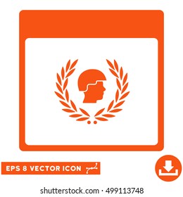 Soldier Laurel Wreath Calendar Page icon. Vector EPS illustration style is flat iconic symbol, orange color.