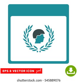 Soldier Laurel Wreath Calendar Page icon. Vector EPS illustration style is flat iconic bicolor symbol, soft blue colors.