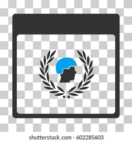 Soldier Laurel Wreath Calendar Page icon. Vector illustration style is flat iconic bicolor symbol, blue and gray colors, transparent background. Designed for web and software interfaces.