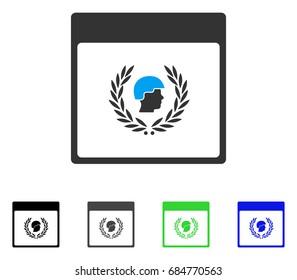 Soldier Laurel Wreath Calendar Page flat vector icon. Colored soldier laurel wreath calendar page gray, black, blue, green icon variants. Flat icon style for application design.
