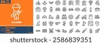 Soldier Lien Editable Icons set. Vector illustration in modern thin line style of soldier icons: . Army, battle, conflict, etc