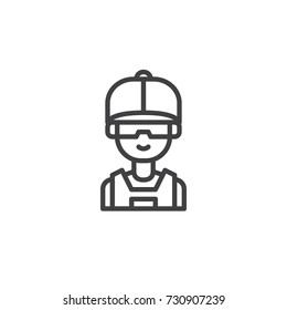 Soldier line icon, outline vector sign, linear style pictogram isolated on white. Military symbol, logo illustration. Editable stroke