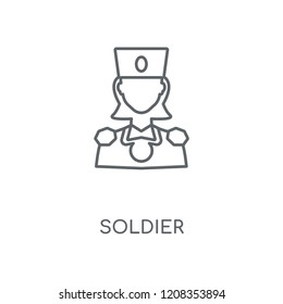 Soldier linear icon. Soldier concept stroke symbol design. Thin graphic elements vector illustration, outline pattern on a white background, eps 10.