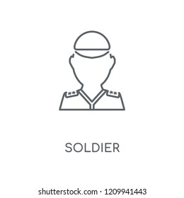 Soldier linear icon. Soldier concept stroke symbol design. Thin graphic elements vector illustration, outline pattern on a white background, eps 10.