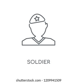 Soldier linear icon. Soldier concept stroke symbol design. Thin graphic elements vector illustration, outline pattern on a white background, eps 10.