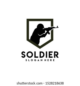 Soldier Logo Design Vector for Badge and Icon