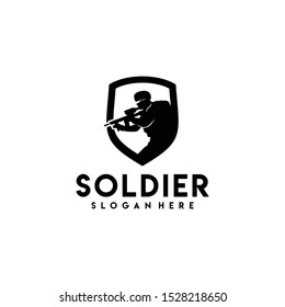 Soldier Logo Design Vector for Badge and Icon