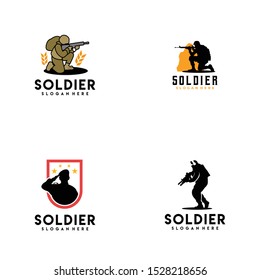 Soldier Logo Design Vector for Badge and Icon