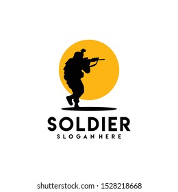Soldier Logo Design Vector for Badge and Icon