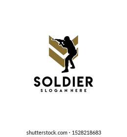 Soldier Logo Design Vector for Badge and Icon