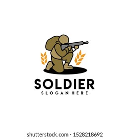Soldier Logo Design Vector for Badge and Icon