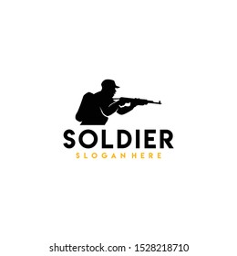 Soldier Logo Design Vector for Badge and Icon