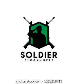 Soldier Logo Design Vector for Badge and Icon