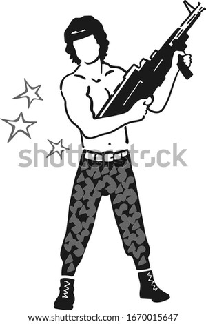 a soldier with a machine gun in his hands