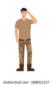 soldier man professions avatar character vector illustration design