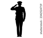 Soldier man salute silhouette. Vector illustration