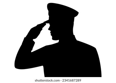 Soldier man salute silhouette. Vector illustration