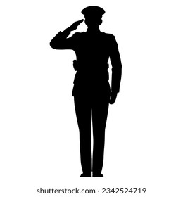 Soldier man salute silhouette. Vector illustration