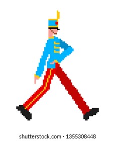 Soldier marching pixel art. guardsman 8bit. guard enlisted man 8 bit