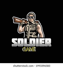 diseño vectorial del logotipo de juegos de mascota de soldado
