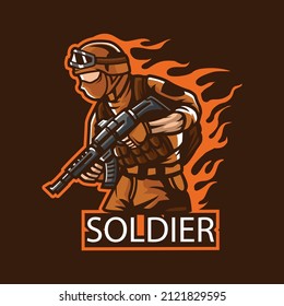 Soldier mascot logo design template