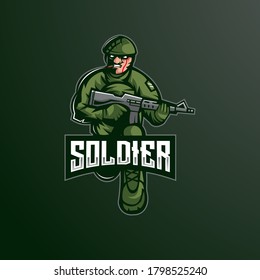 soldier mascot logo design vector with modern illustration concept style for badge, emblem and t shirt printing
