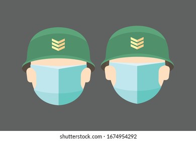 Soldier with mask face icon, People symbol