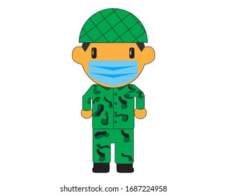 Soldier with mask face.Vector illustration.