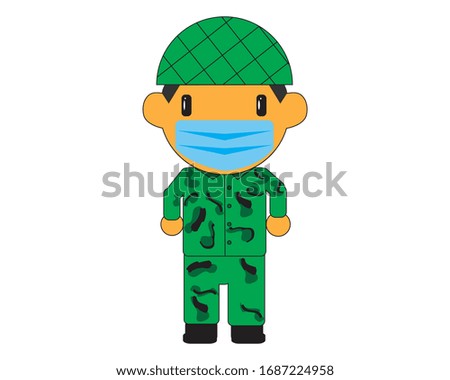 Soldier with mask face.Vector illustration.
