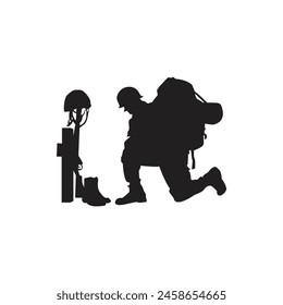 Soldier Memorial Day Silhouette Vector Illustration