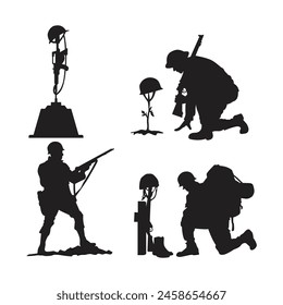 Soldier Memorial Day Silhouette Vector Illustration