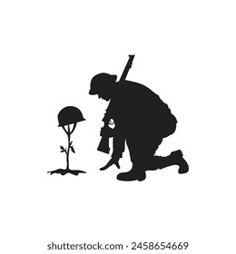 Soldier Memorial Day Silhouette Vector Illustration