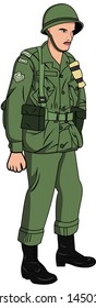 Soldier men standing vector cartoon illustration