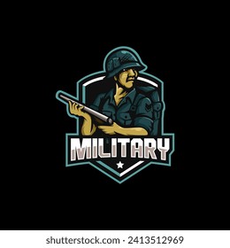 soldier military e sport or club logo vector concept