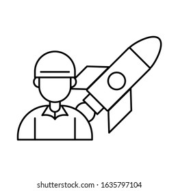 soldier military force with rocket vector illustration design