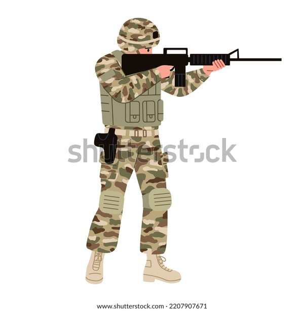 Soldier Military Man Wearing Sunglasses Shooting Stock Vector Royalty Free 2207907671