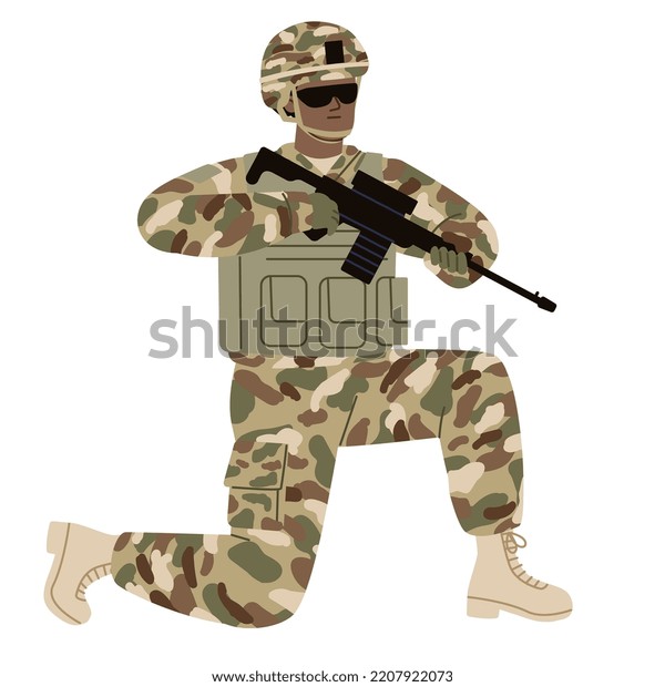 Soldier Military Man Wearing Sunglasses Rifle Stock Vector Royalty Free 2207922073 Shutterstock