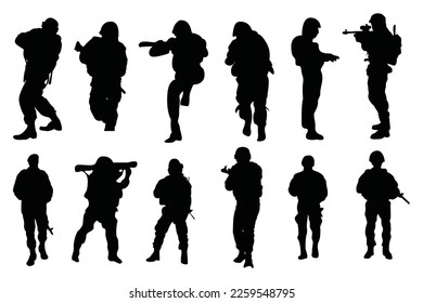 Soldier Military Silhouette Vector Bundle