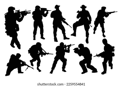 Vector Militar Soldado Y Paquete De Ilustraciones