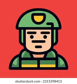 Un Soldado, Icono de línea moderna, Arte de línea vectorial, Avatar de carácter joven, Diseño de icono, icono de línea de soldado, símbolo, ilustración de logotipo