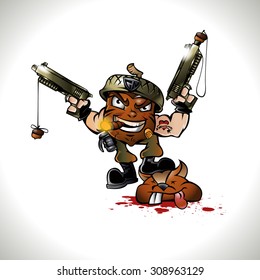 soldier nut cartoon.Vector Design EPS 10