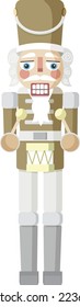 soldier nutcracker in gold and silver suit