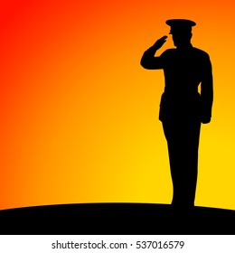 Soldier, officer, captain, policeman, sailor or firefighter saluting (vector)