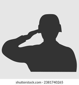 Soldier, officer saluting silhouette. Vector illustration