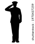 Soldier officer silhouette on white background