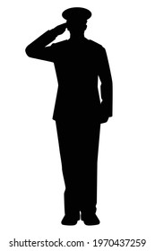 Soldier officer silhouette on white background