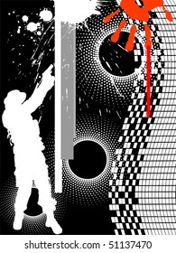 soldier on abstract background - vector