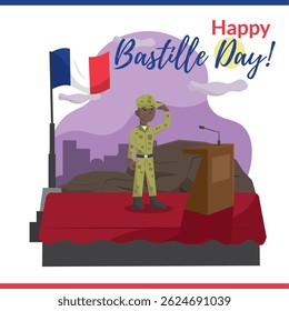 Soldier on Bastille podium. Vector illustration